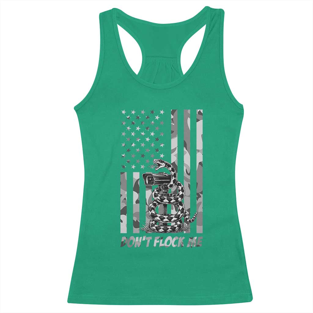 Rattlesnake Surveillance Camera US Flag Camo Graphic Racerback Tank Top Dont Flock Me
