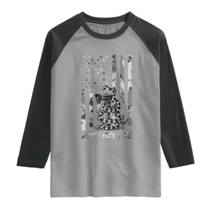 Rattlesnake Surveillance Camera US Flag Camo Graphic Raglan Shirt Dont Flock Me