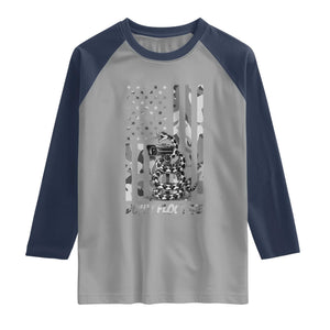 Rattlesnake Surveillance Camera US Flag Camo Graphic Raglan Shirt Dont Flock Me