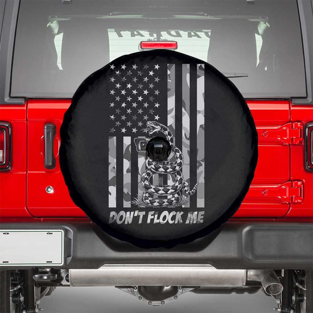 Rattlesnake Surveillance Camera US Flag Camo Graphic Spare Tire Cover Dont Flock Me