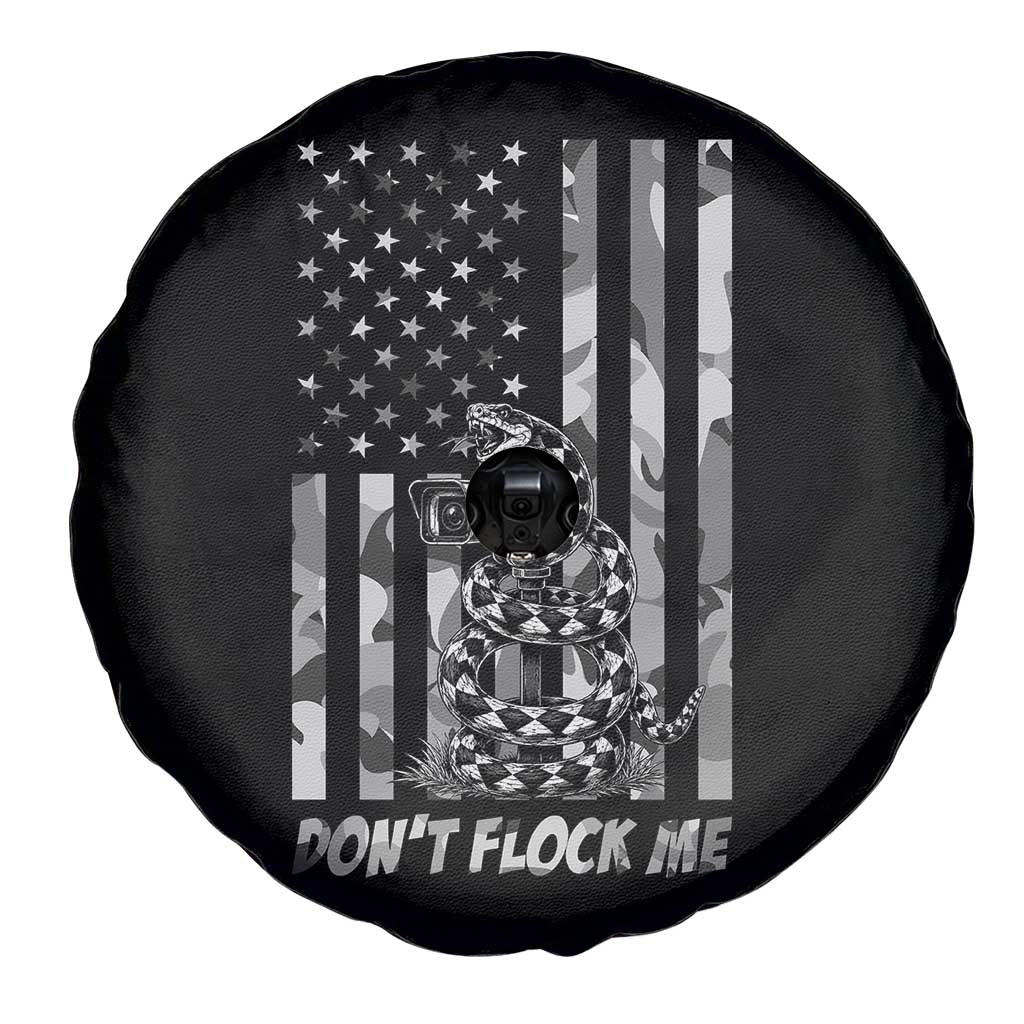 Rattlesnake Surveillance Camera US Flag Camo Graphic Spare Tire Cover Dont Flock Me