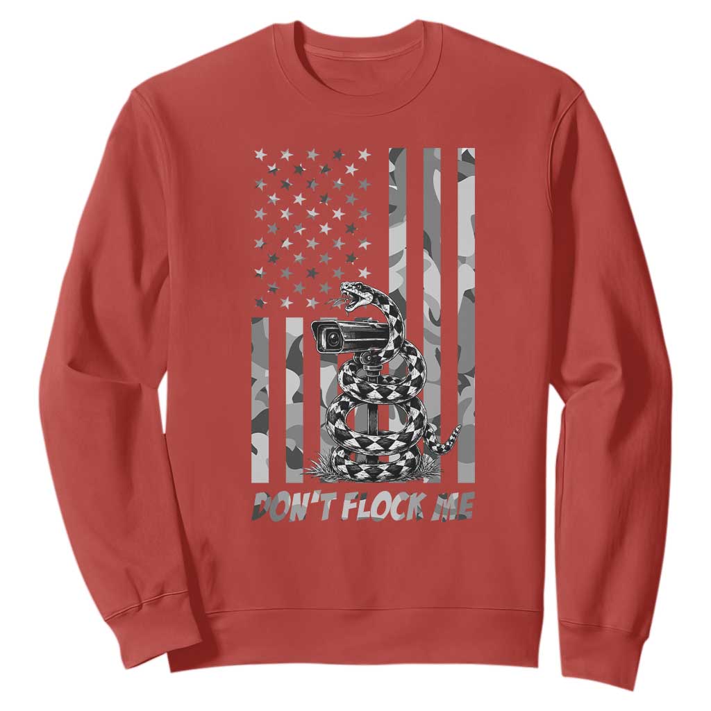 Rattlesnake Surveillance Camera US Flag Camo Graphic Sweatshirt Dont Flock Me