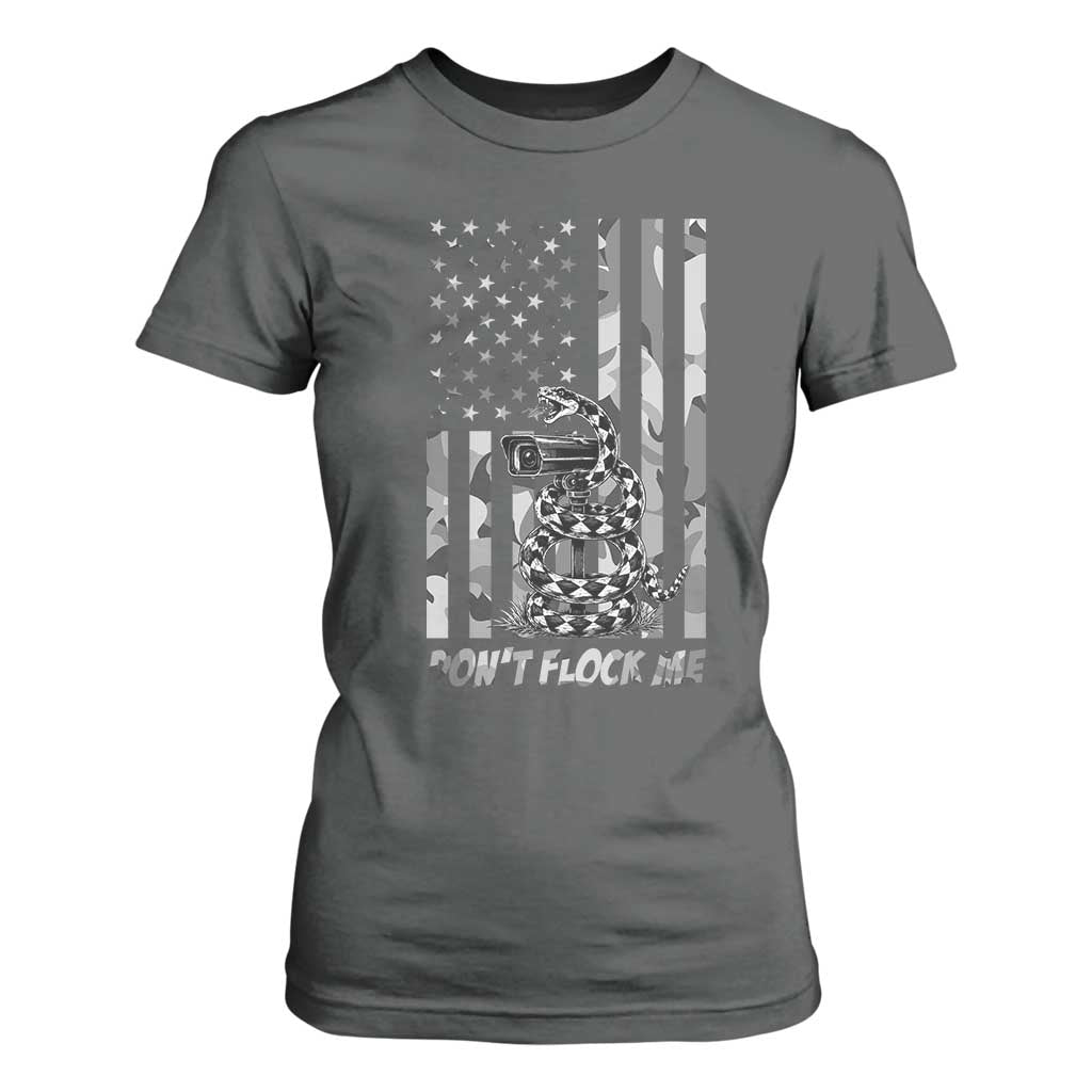Rattlesnake Surveillance Camera US Flag Camo Graphic T Shirt For Women Dont Flock Me
