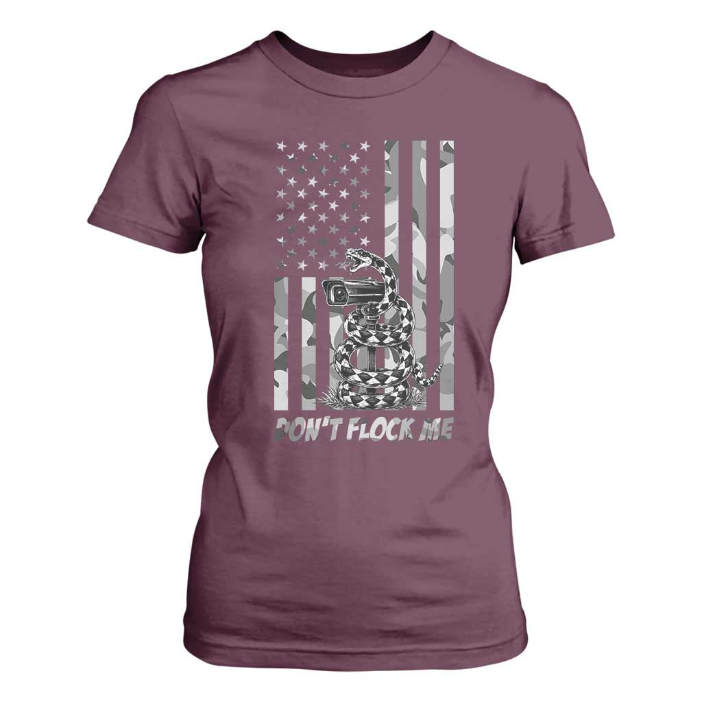 Rattlesnake Surveillance Camera US Flag Camo Graphic T Shirt For Women Dont Flock Me