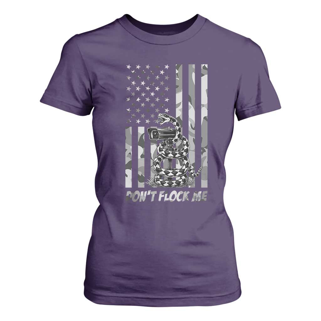 Rattlesnake Surveillance Camera US Flag Camo Graphic T Shirt For Women Dont Flock Me