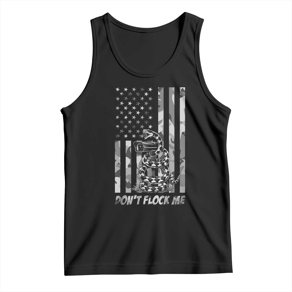 Rattlesnake Surveillance Camera US Flag Camo Graphic Tank Top Dont Flock Me TS12 Black Print Your Wear
