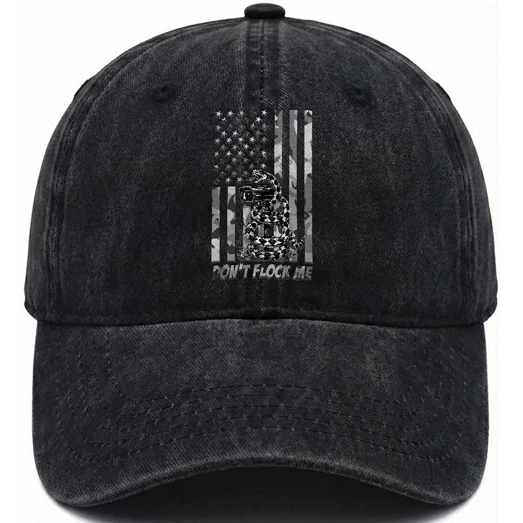 Rattlesnake Surveillance Camera US Flag Camo Graphic Washed Cotton Baseball Cap Dont Flock Me TS12 Print Your Wear