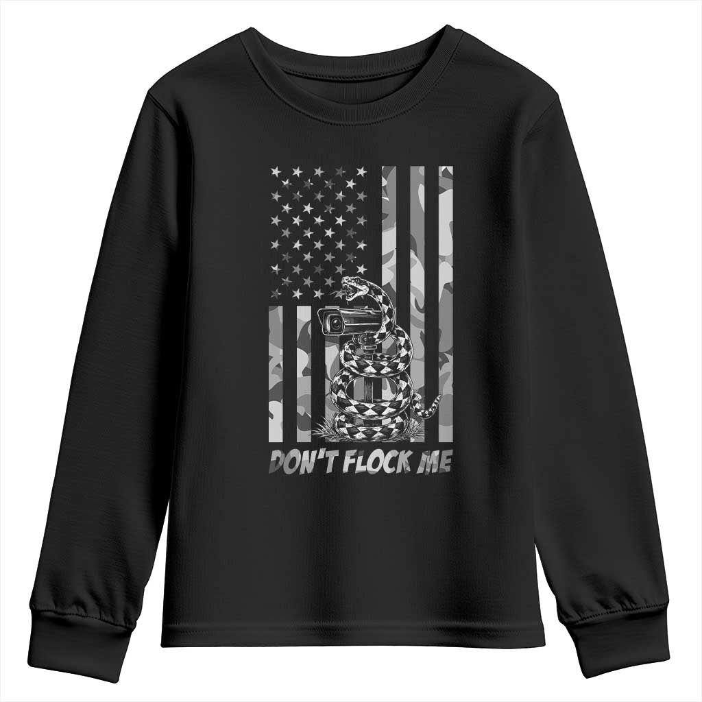 Rattlesnake Surveillance Camera US Flag Camo Graphic Youth Sweatshirt Dont Flock Me TS12 Black Print Your Wear