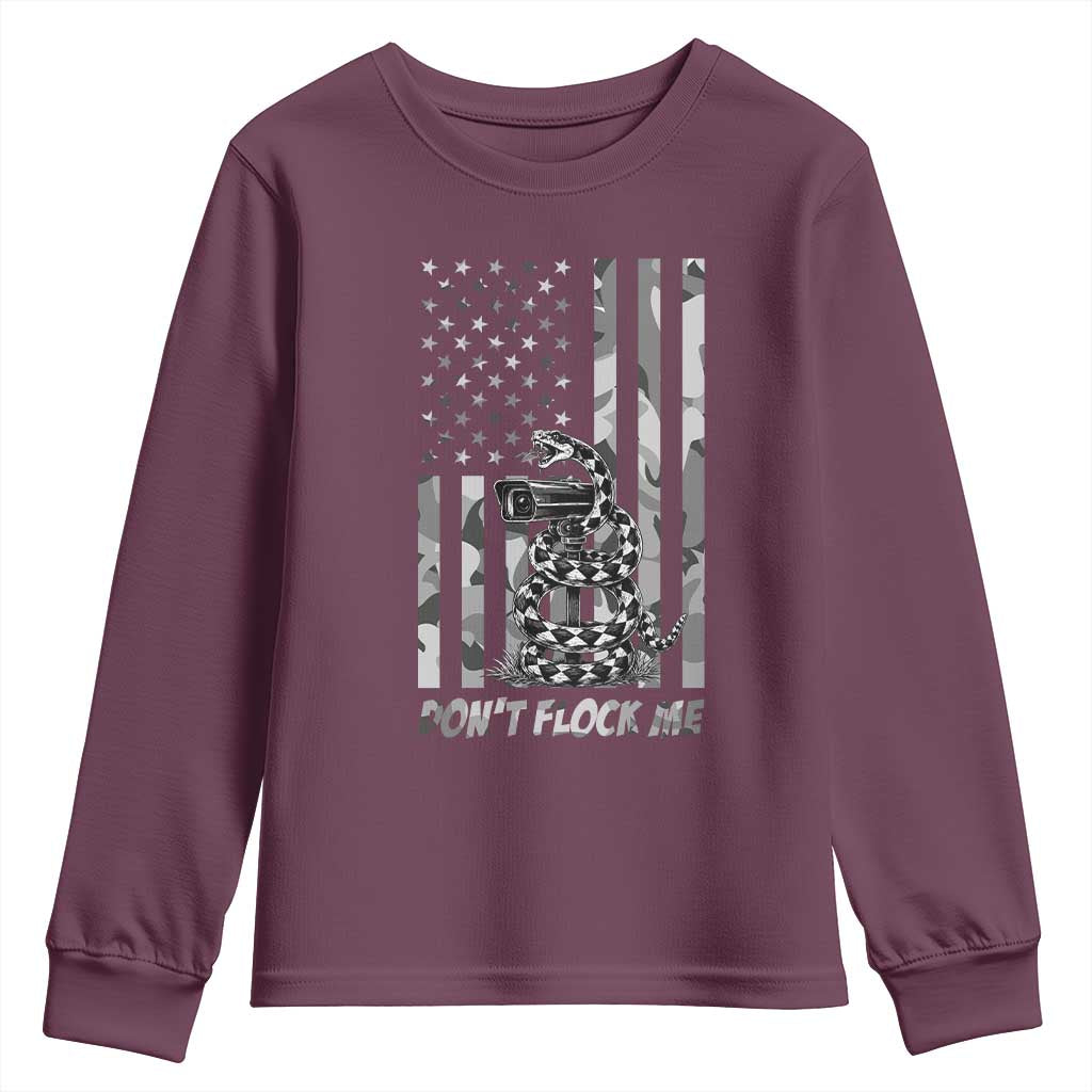 Rattlesnake Surveillance Camera US Flag Camo Graphic Youth Sweatshirt Dont Flock Me