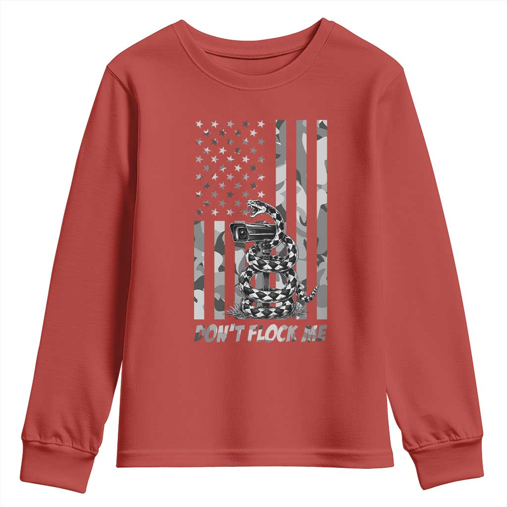 Rattlesnake Surveillance Camera US Flag Camo Graphic Youth Sweatshirt Dont Flock Me