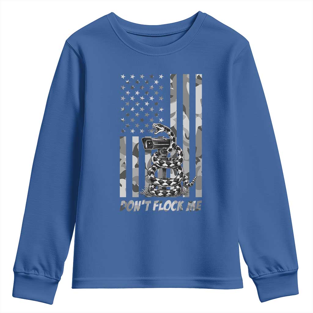 Rattlesnake Surveillance Camera US Flag Camo Graphic Youth Sweatshirt Dont Flock Me
