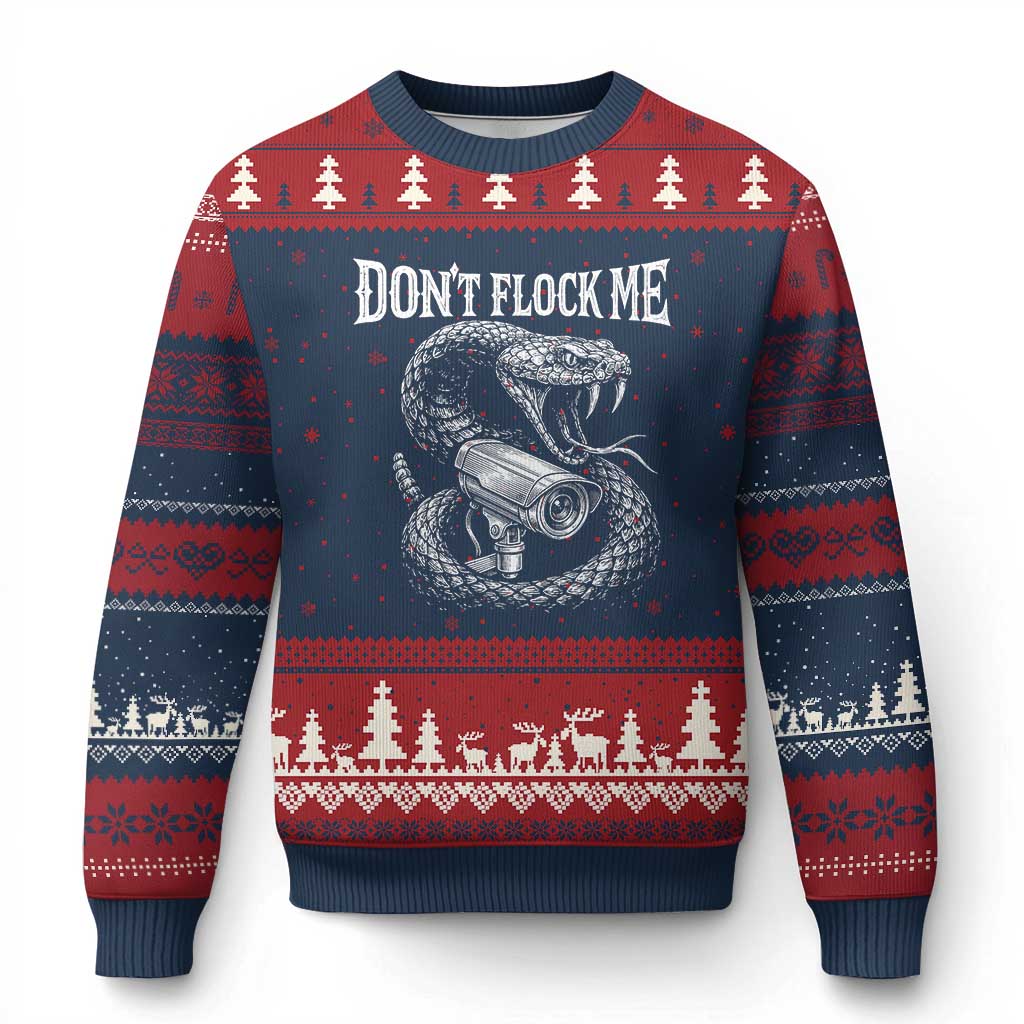 Anti Surveillance Camera Rattlesnake Ugly Christmas Sweater Dont Flock Me TS12 Navy Red Print Your Wear