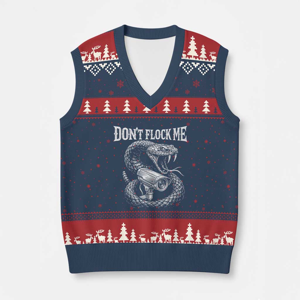 Anti Surveillance Camera Rattlesnake V-Neck Knit Sweater Vest Dont Flock Me TS12 Navy Red Print Your Wear