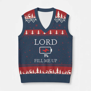Lord Fill Me Up Faith Christian Jesus V-Neck Knit Sweater Vest Funny Spiritual Fuel