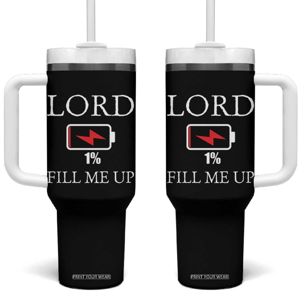 Lord Fill Me Up Faith Christian Jesus Tumbler With Handle Funny Spiritual Fuel TS12 One Size: 40 oz Black Print Your Wear