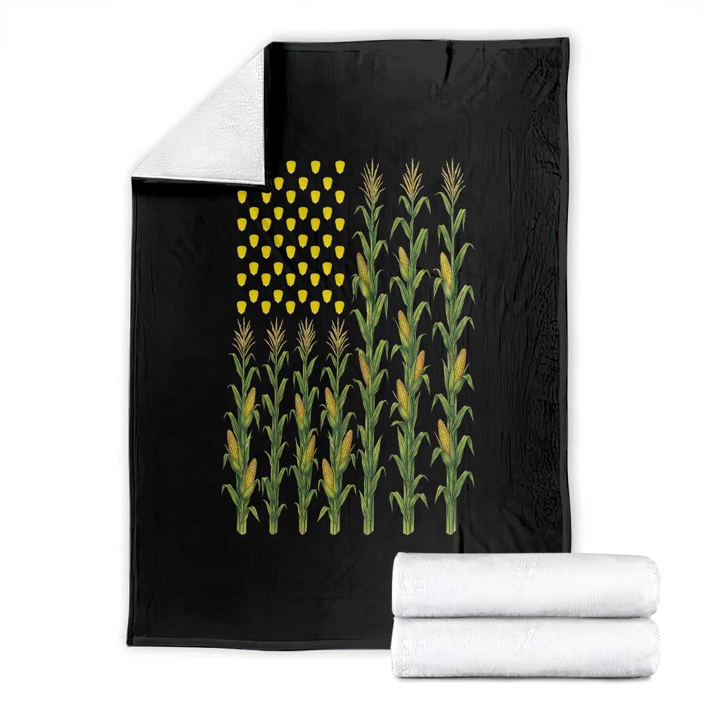 Vintage Corn American Flag Throw Blanket Patriotic Farmer Farm Gift TS12 Black Print Your Wear