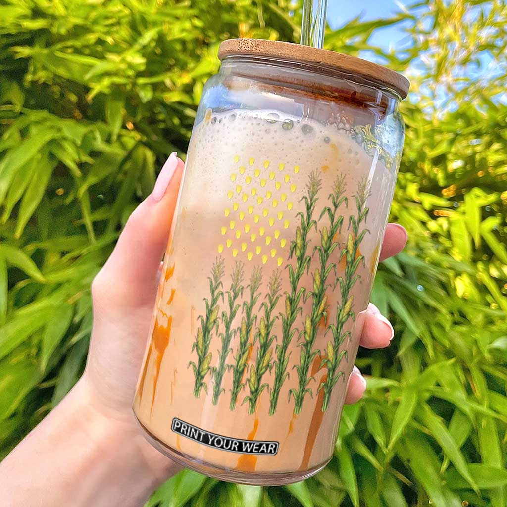 Vintage Corn American Flag Glass Can Patriotic Farmer Farm Gift TS12 Black Print Your Wear