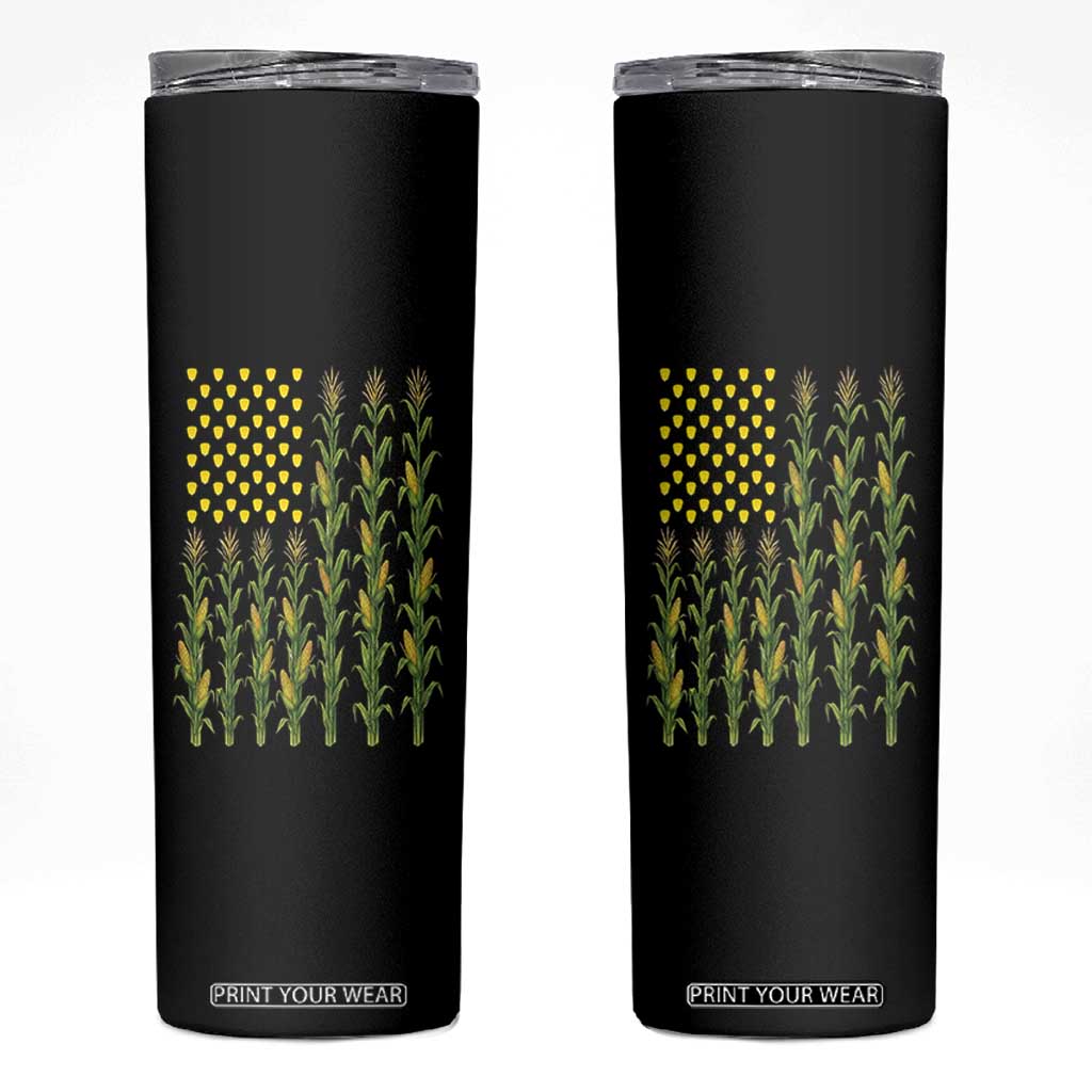 Vintage Corn American Flag Skinny Tumbler Patriotic Farmer Farm Gift TS12 Black Print Your Wear
