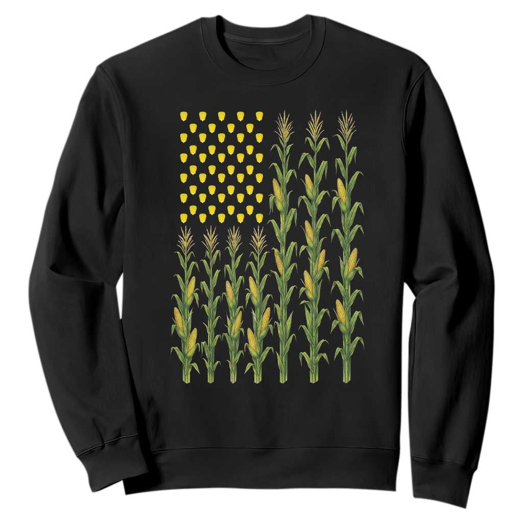 Vintage Corn American Flag Sweatshirt Patriotic Farmer Farm Gift TS12 Black Print Your Wear