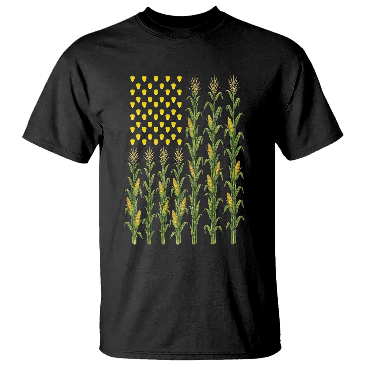 Vintage Corn American Flag T Shirt Patriotic Farmer Farm Gift TS12 Black Print Your Wear