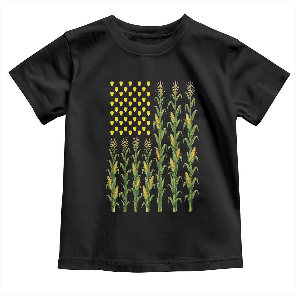 Vintage Corn American Flag Toddler T Shirt Patriotic Farmer Farm Gift TS12 Black Print Your Wear