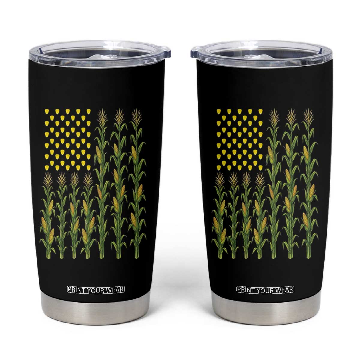 Vintage Corn American Flag Tumbler Cup Patriotic Farmer Farm Gift TS12 Black Print Your Wear