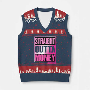 Funny Girl Dad Life V-Neck Knit Sweater Vest Broke Dad Out Of Money