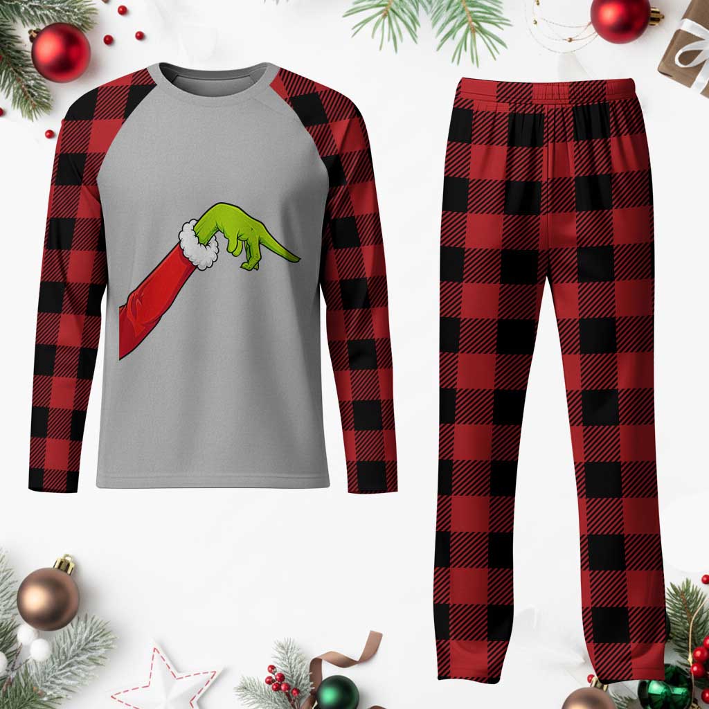 Funny Green Hand Basketball Pointing Meme Plaid Pajama Set Christmas Holiday Gift TS12 Buffalo Plaid Print Your Wear