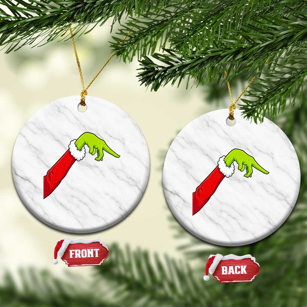 Funny Green Hand Basketball Pointing Meme Ceramic Ornament Christmas Holiday Gift TS12 1pc White Marble Print Your Wear
