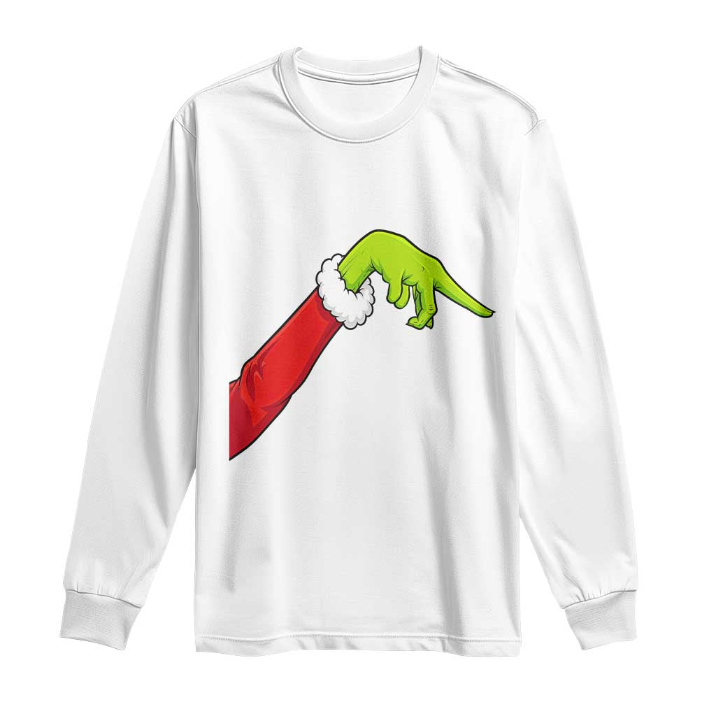 Funny Green Hand Basketball Pointing Meme Long Sleeve Shirt Christmas Holiday Gift TS12 White Print Your Wear