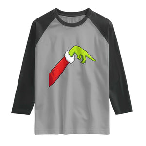 Funny Green Hand Basketball Pointing Meme Raglan Shirt Christmas Holiday Gift