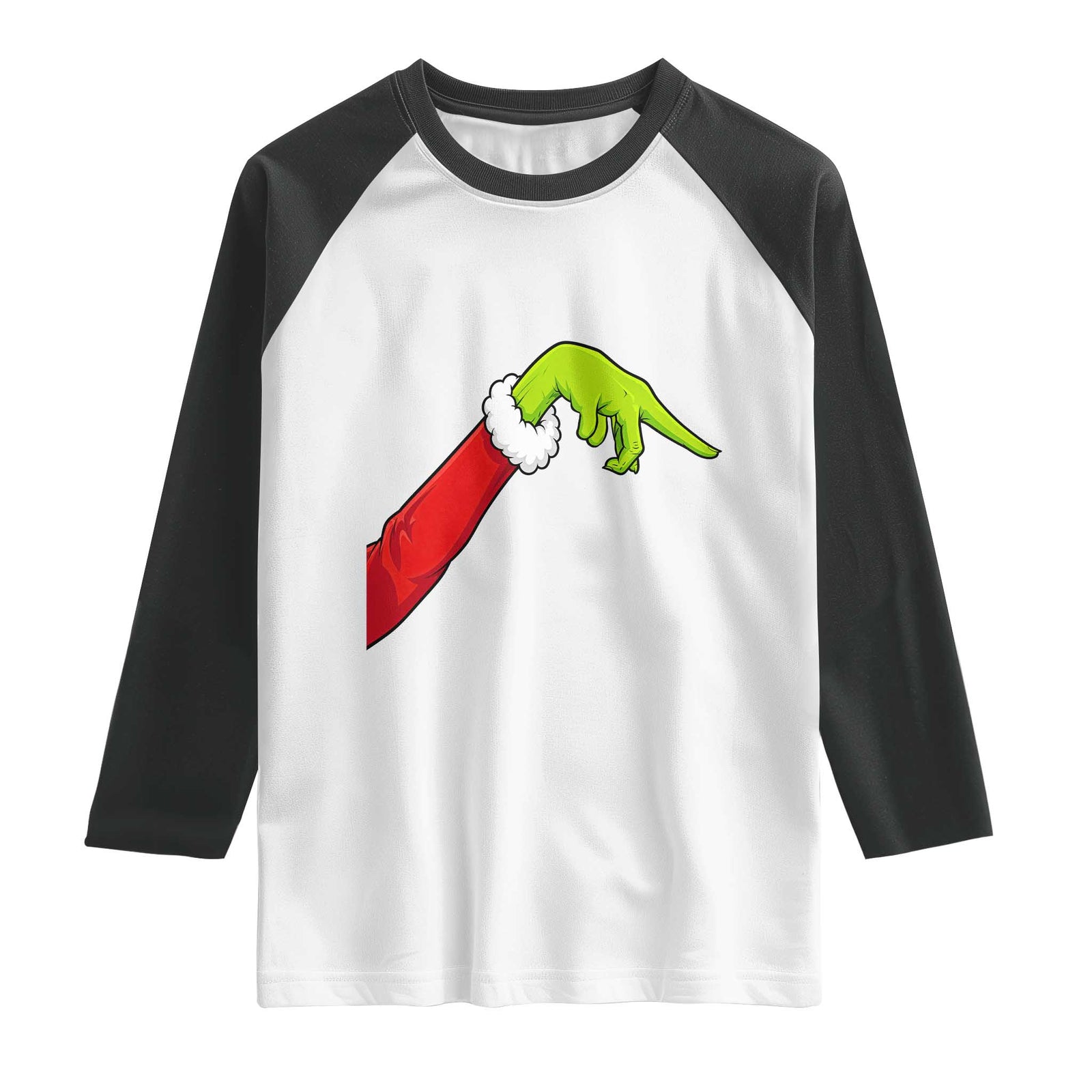 Funny Green Hand Basketball Pointing Meme Raglan Shirt Christmas Holiday Gift TS12 White Black Print Your Wear