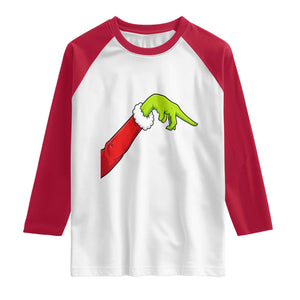 Funny Green Hand Basketball Pointing Meme Raglan Shirt Christmas Holiday Gift