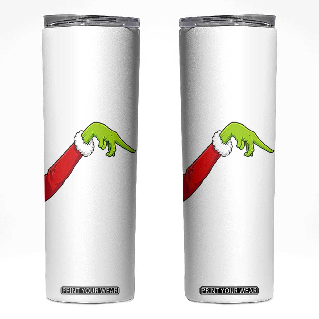 Funny Green Hand Basketball Pointing Meme Skinny Tumbler Christmas Holiday Gift TS12 White Print Your Wear