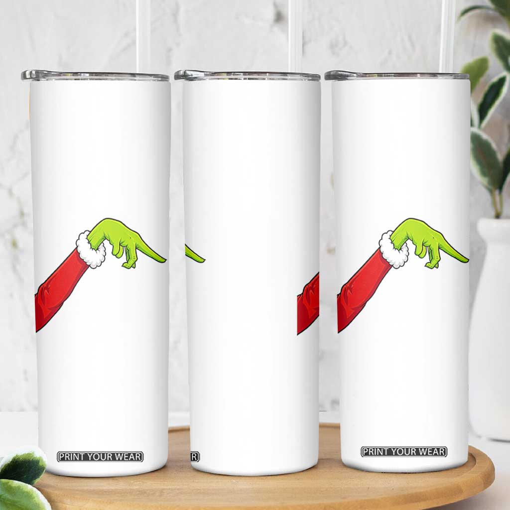 Funny Green Hand Basketball Pointing Meme Skinny Tumbler Christmas Holiday Gift