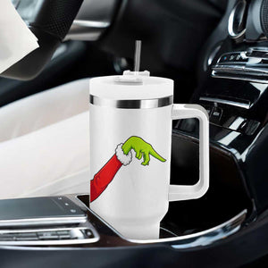 Funny Green Hand Basketball Pointing Meme Tumbler With Handle Christmas Holiday Gift