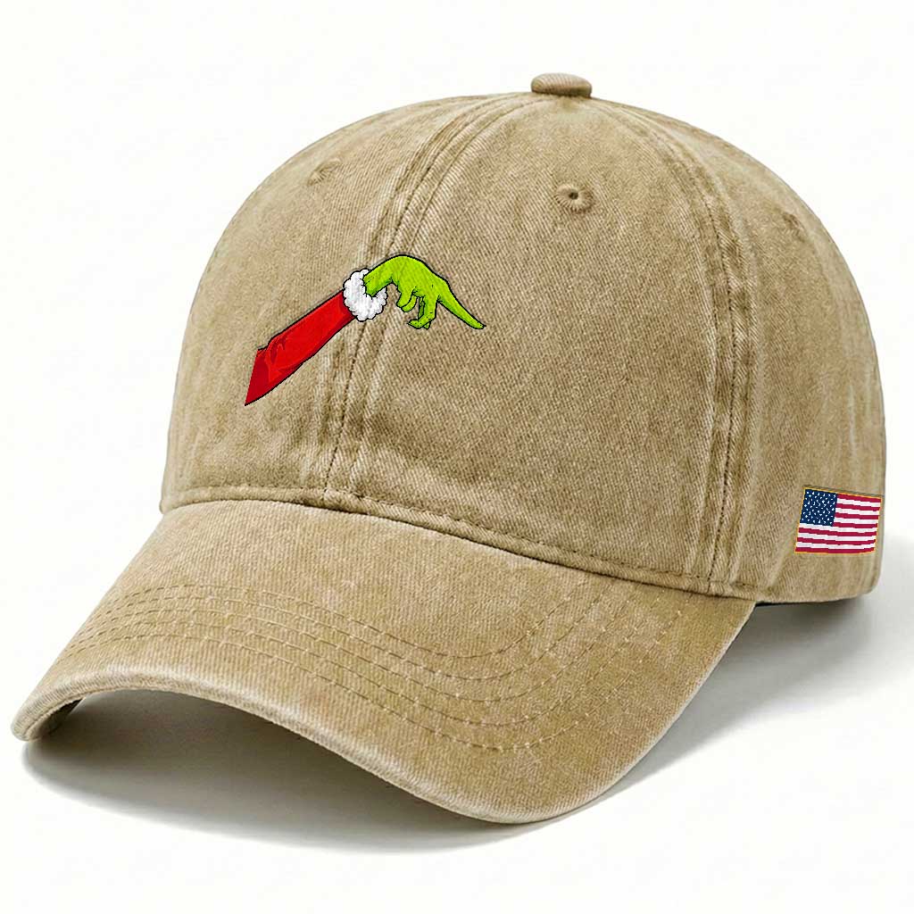 Funny Green Hand Basketball Pointing Meme Washed Cotton Baseball Cap Christmas Holiday Gift