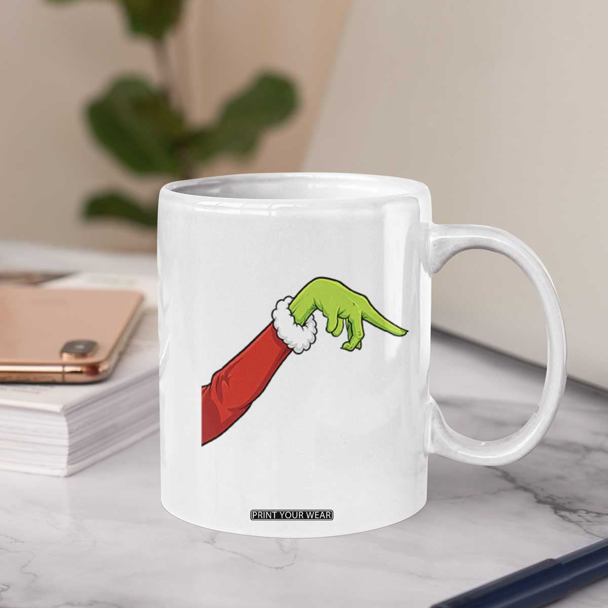 Funny Green Hand Basketball Pointing Meme Coffee Mug Christmas Holiday Gift