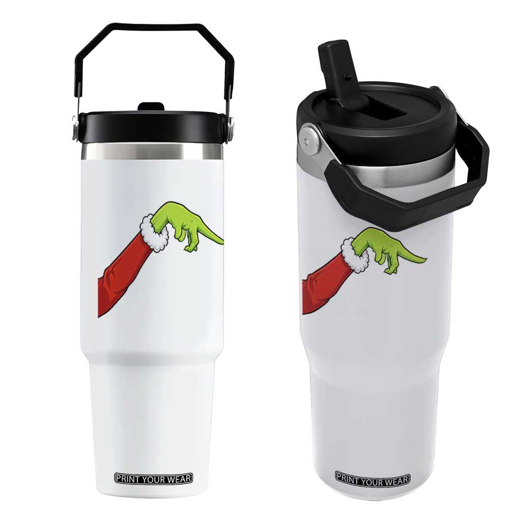 Funny Green Hand Basketball Pointing Meme Flip Straw Tumbler Christmas Holiday Gift TS12 One Size: 30 oz White Print Your Wear