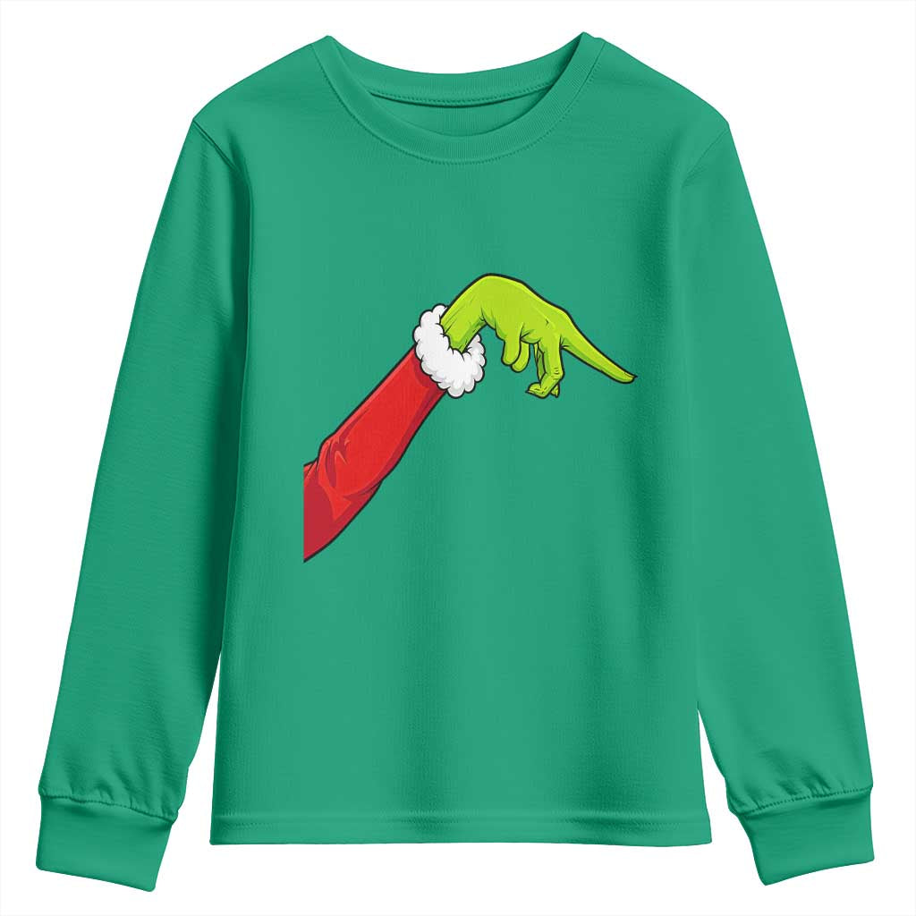 Funny Green Hand Basketball Pointing Meme Youth Sweatshirt Christmas Holiday Gift