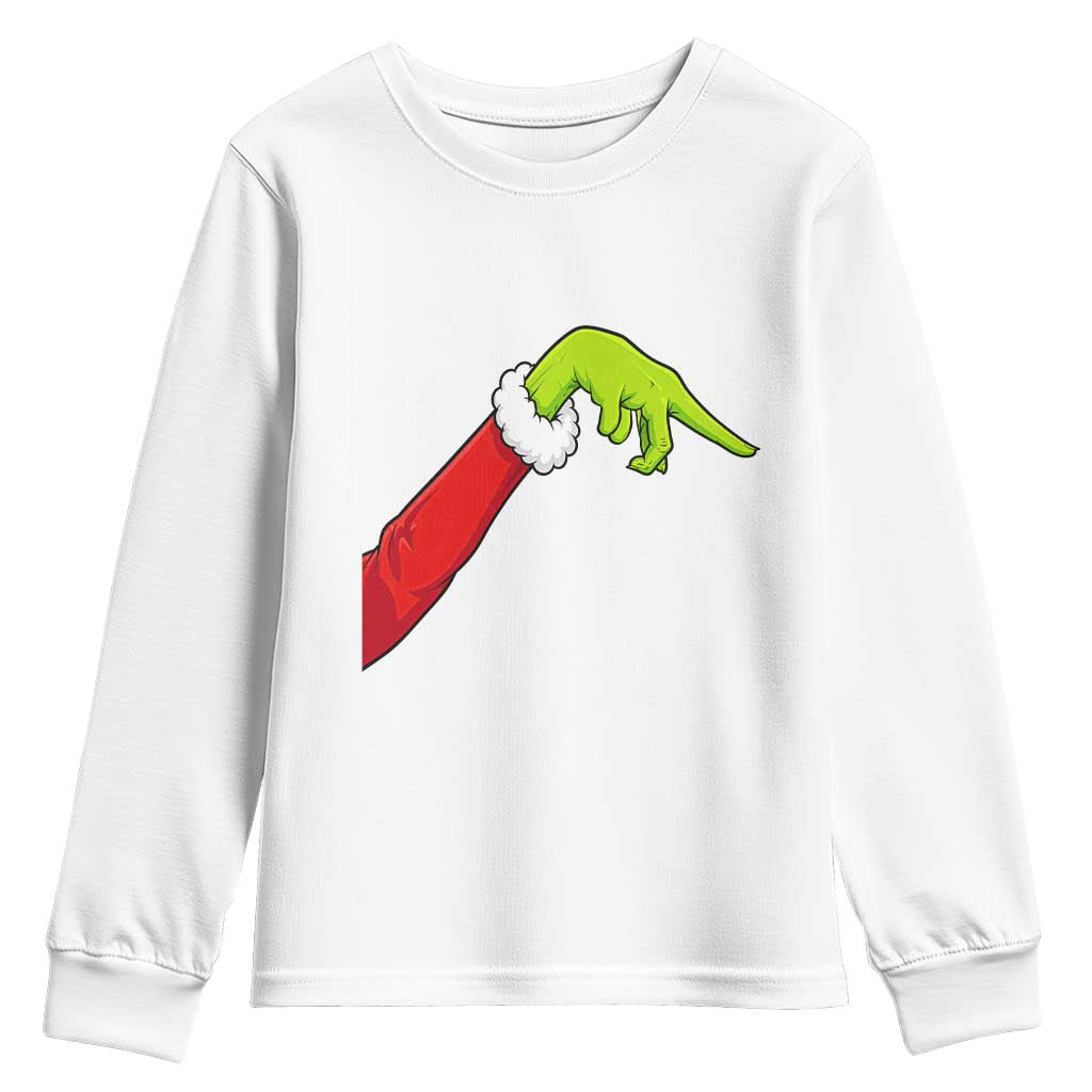 Funny Green Hand Basketball Pointing Meme Youth Sweatshirt Christmas Holiday Gift TS12 White Print Your Wear