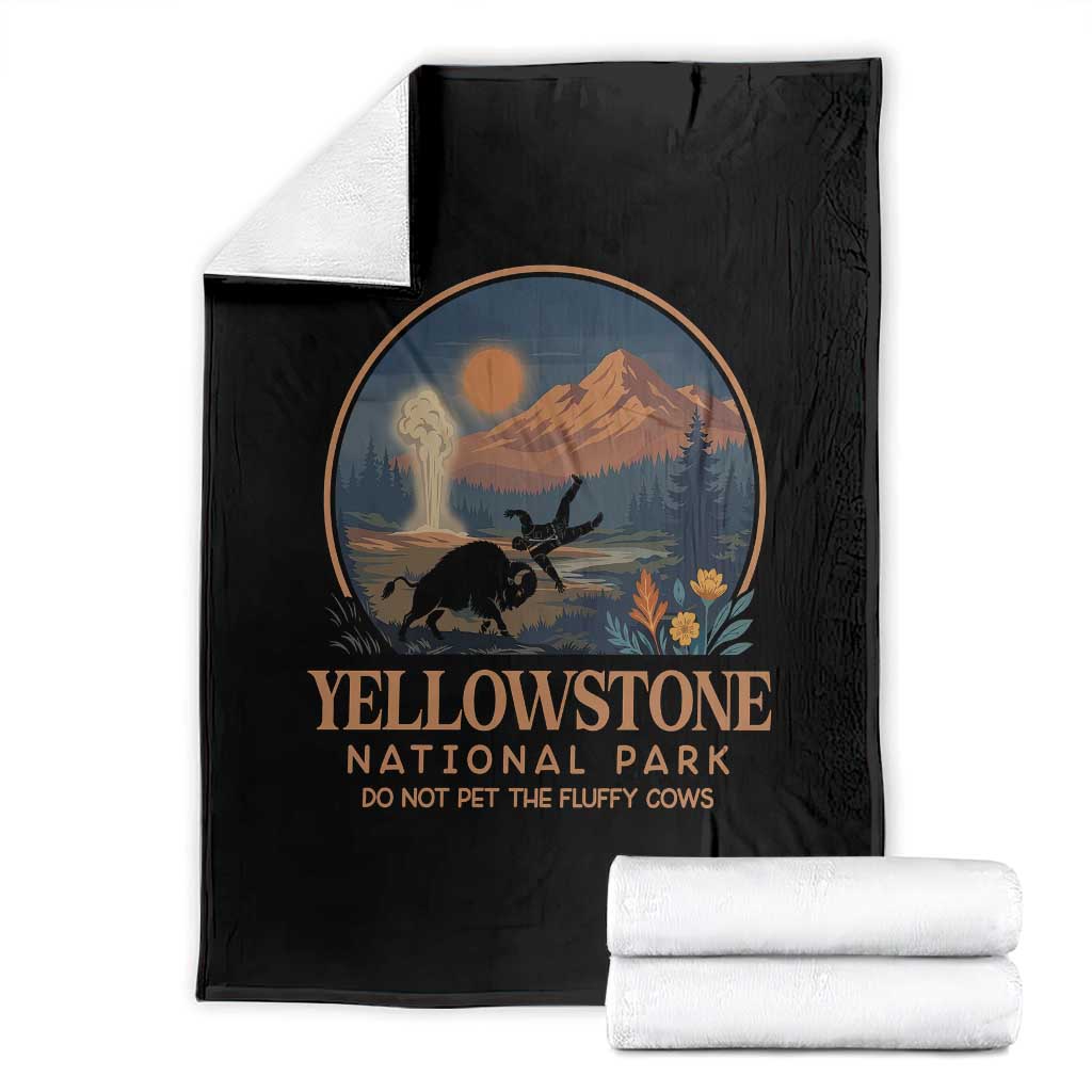 Yellowstone National Park Do Not Pet The Fluffy Cows Throw Blanket Amusing Bison Encounter Campsite Toss