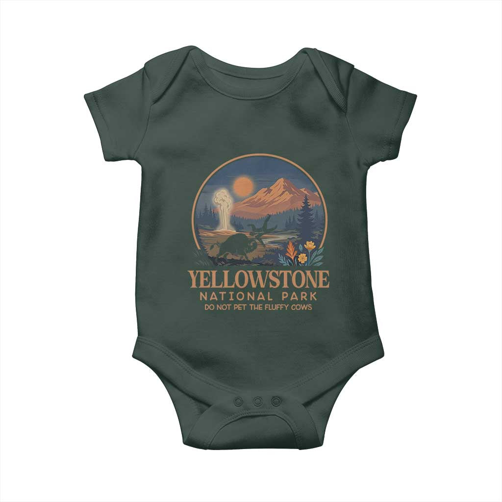 Yellowstone National Park Do Not Pet The Fluffy Cows Baby Onesie Amusing Bison Encounter Campsite Toss