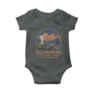 Yellowstone National Park Do Not Pet The Fluffy Cows Baby Onesie Amusing Bison Encounter Campsite Toss