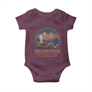 Yellowstone National Park Do Not Pet The Fluffy Cows Baby Onesie Amusing Bison Encounter Campsite Toss