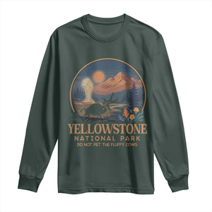 Yellowstone National Park Do Not Pet The Fluffy Cows Long Sleeve Shirt Amusing Bison Encounter Campsite Toss