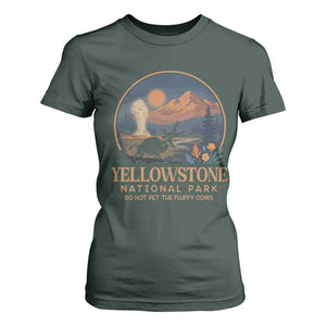 Yellowstone National Park Do Not Pet The Fluffy Cows T Shirt For Women Amusing Bison Encounter Campsite Toss