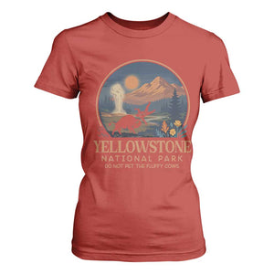 Yellowstone National Park Do Not Pet The Fluffy Cows T Shirt For Women Amusing Bison Encounter Campsite Toss