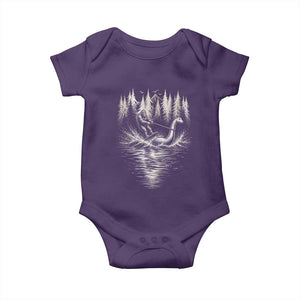 Funny Bigfoot Water Skiing Behind Nessie Baby Onesie Cryptid Lover