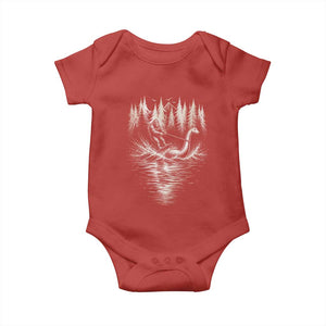Funny Bigfoot Water Skiing Behind Nessie Baby Onesie Cryptid Lover